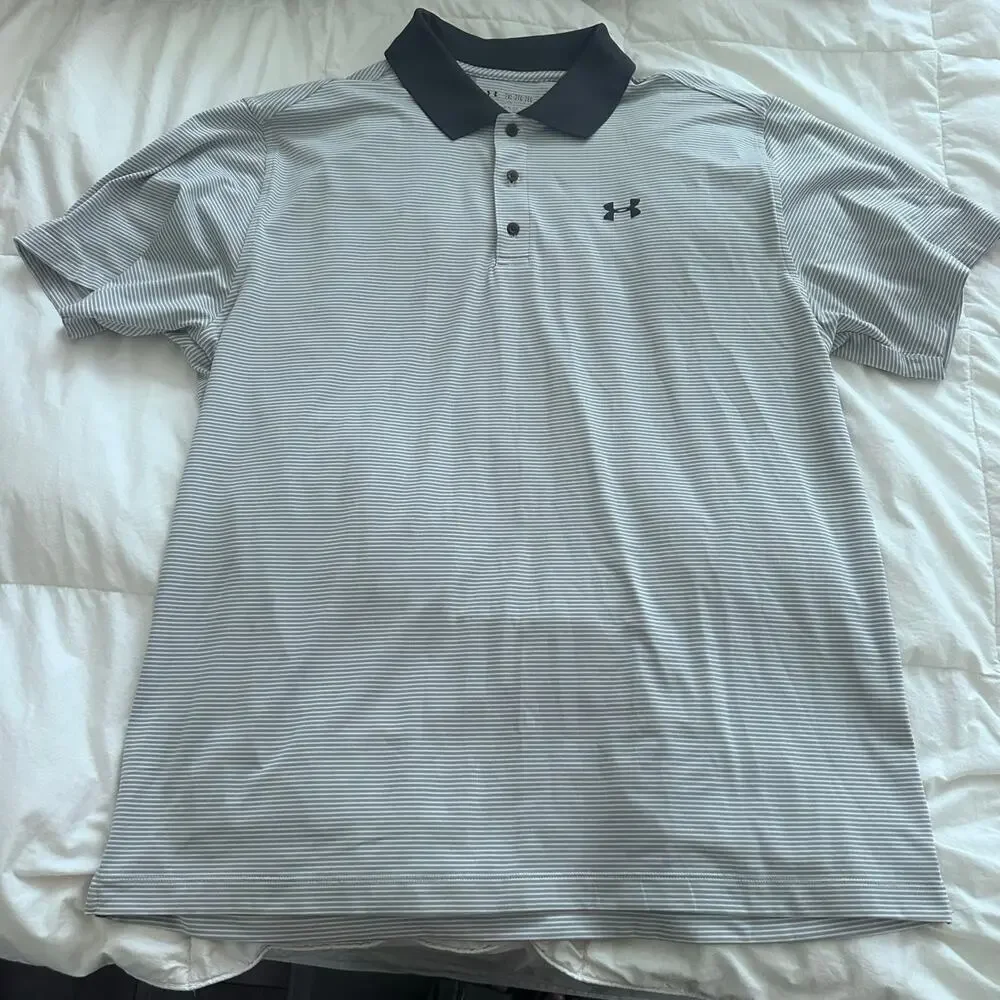 Under Armour Men's Playoff Polo Shirt - XXL - Blue Stripe